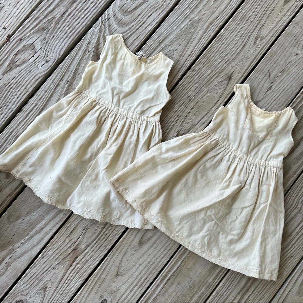 Baby antique vintage twins dresses two muslin depression era handmade girls